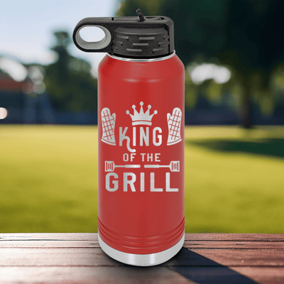 Red Fathers Day Water Bottle With King Of The Grill Design