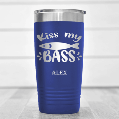 Blue Fishing Tumbler With Kiss My Bass Design