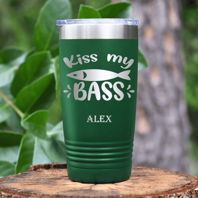 Green Fishing Tumbler With Kiss My Bass Design