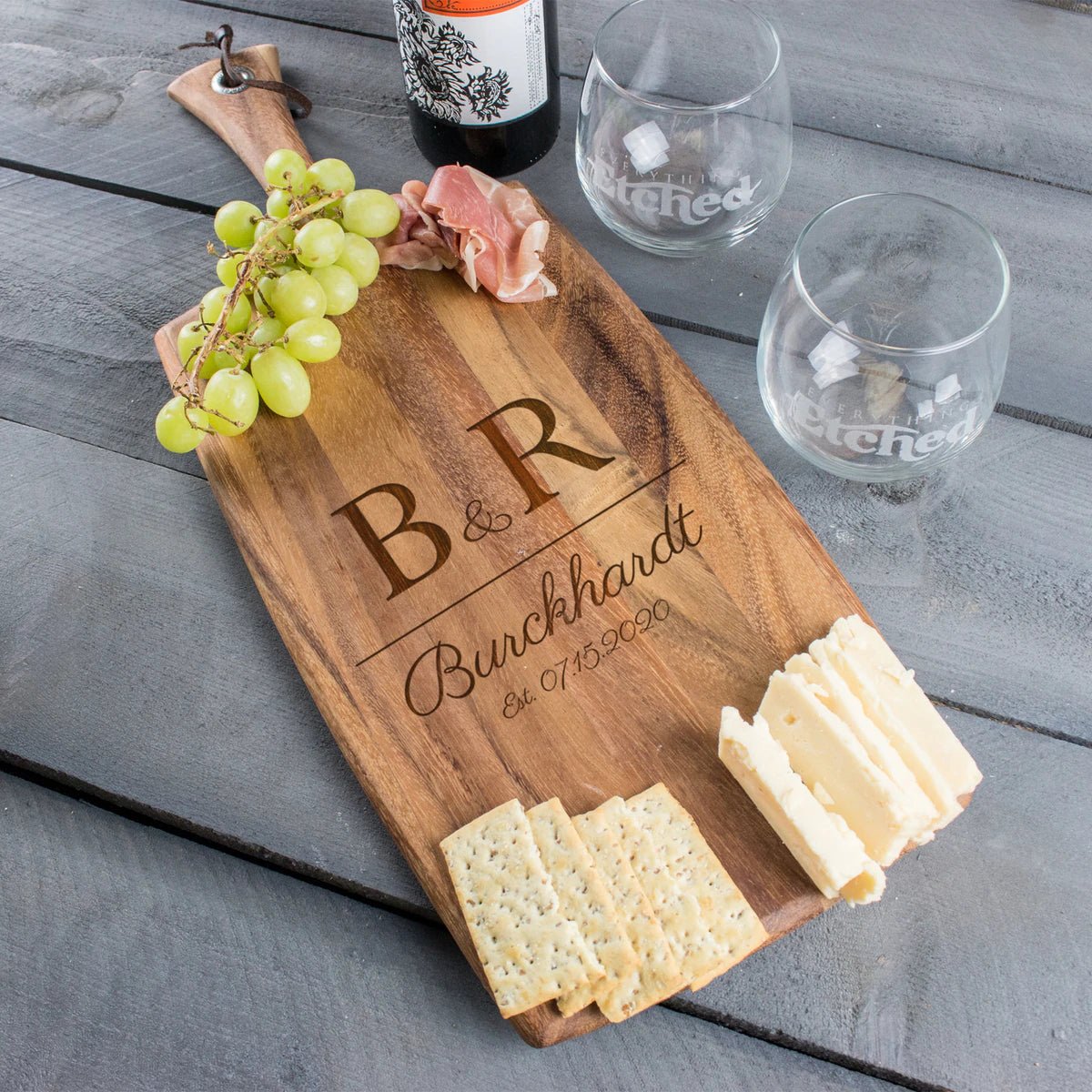 Unique Personalized Wedding Date Charcuterie Board - Design: L2 Customized Cutting Board Gifts for Men by Groovy Guy