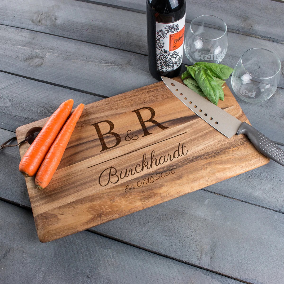 Unique Personalized Couple Established Cutting Board - Design: L2 Customized Cutting Board Gifts for Men by Groovy Guy