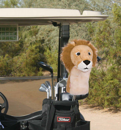 Lion head cover on golf clubs