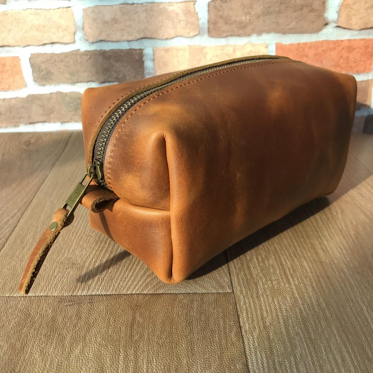 Unique Personalized Leather Toiletry Bag Customized Personalized Toiletry Bag Gifts for Men by Groovy Guy
