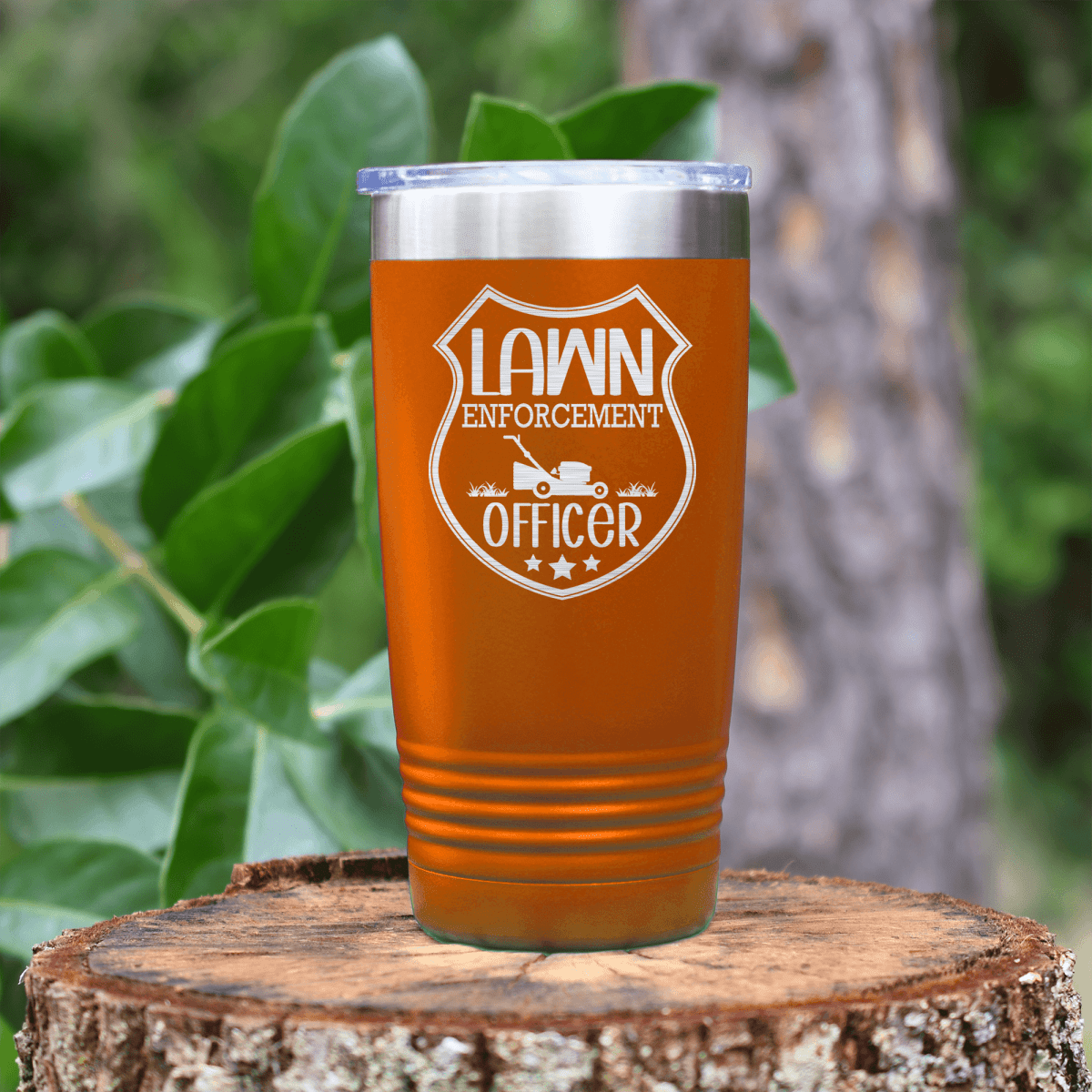 Orange fathers day tumbler Lawn Enforcement Officer
