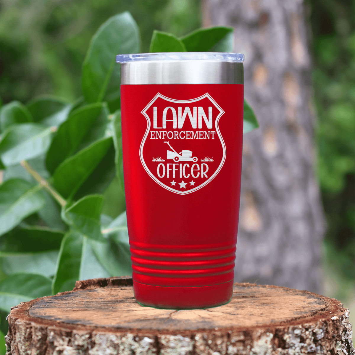 Red fathers day tumbler Lawn Enforcement Officer