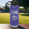 Purple Fathers Day Water Bottle With Lawn Enforcement Officer Design