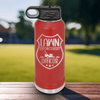 Red Fathers Day Water Bottle With Lawn Enforcement Officer Design