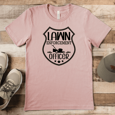 Heather Peach Mens T-Shirt With Lawn Enforecement Officer Design