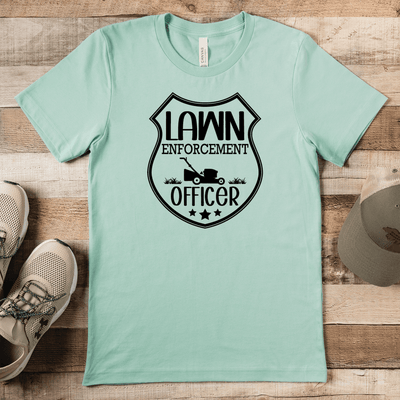 Light Green Mens T-Shirt With Lawn Enforecement Officer Design