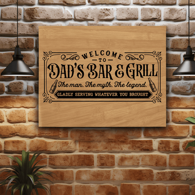 Bamboo Leather Wall Decor With Legendary Dads Bar And Grill Design