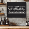Black Silver Leather Wall Decor With Legendary Dads Bar And Grill Design