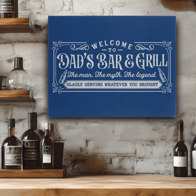 Blue Leather Wall Decor With Legendary Dads Bar And Grill Design