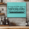 Teal Leather Wall Decor With Legendary Dads Bar And Grill Design