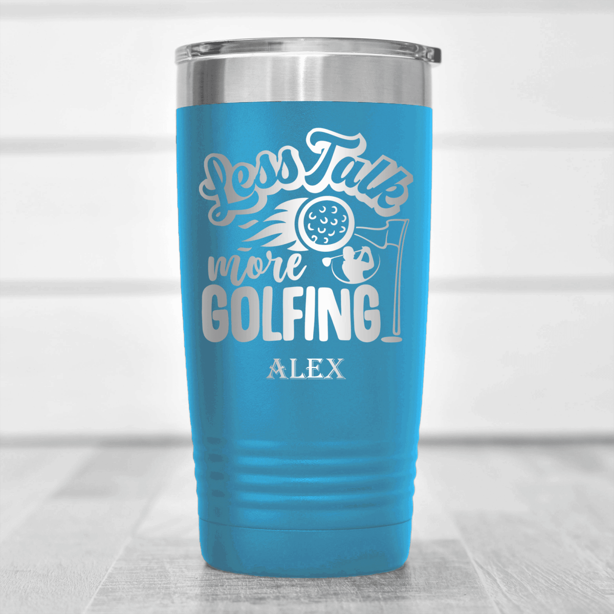 Light Blue Golf Tumbler With Less Talk More Golf Design