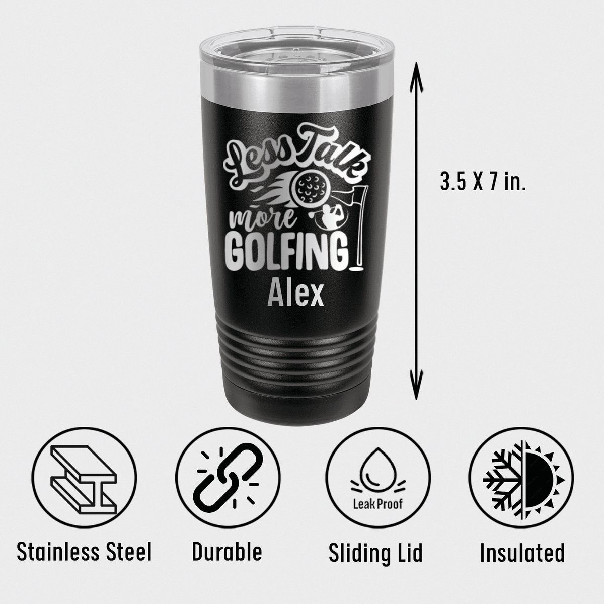 Unique Personalized Less Talk More Golf Tumbler Customized Golf Tumblers Gifts for Men by Groovy Guy