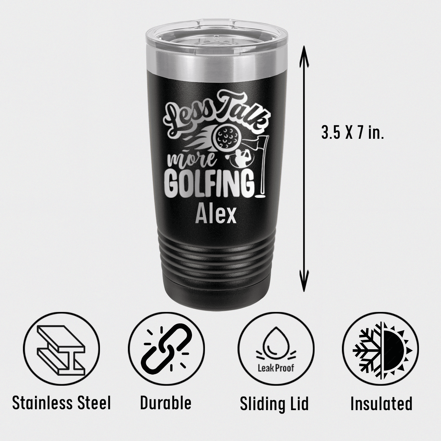 Unique Personalized Less Talk More Golf Tumbler Customized Golf Tumblers Gifts for Men by Groovy Guy