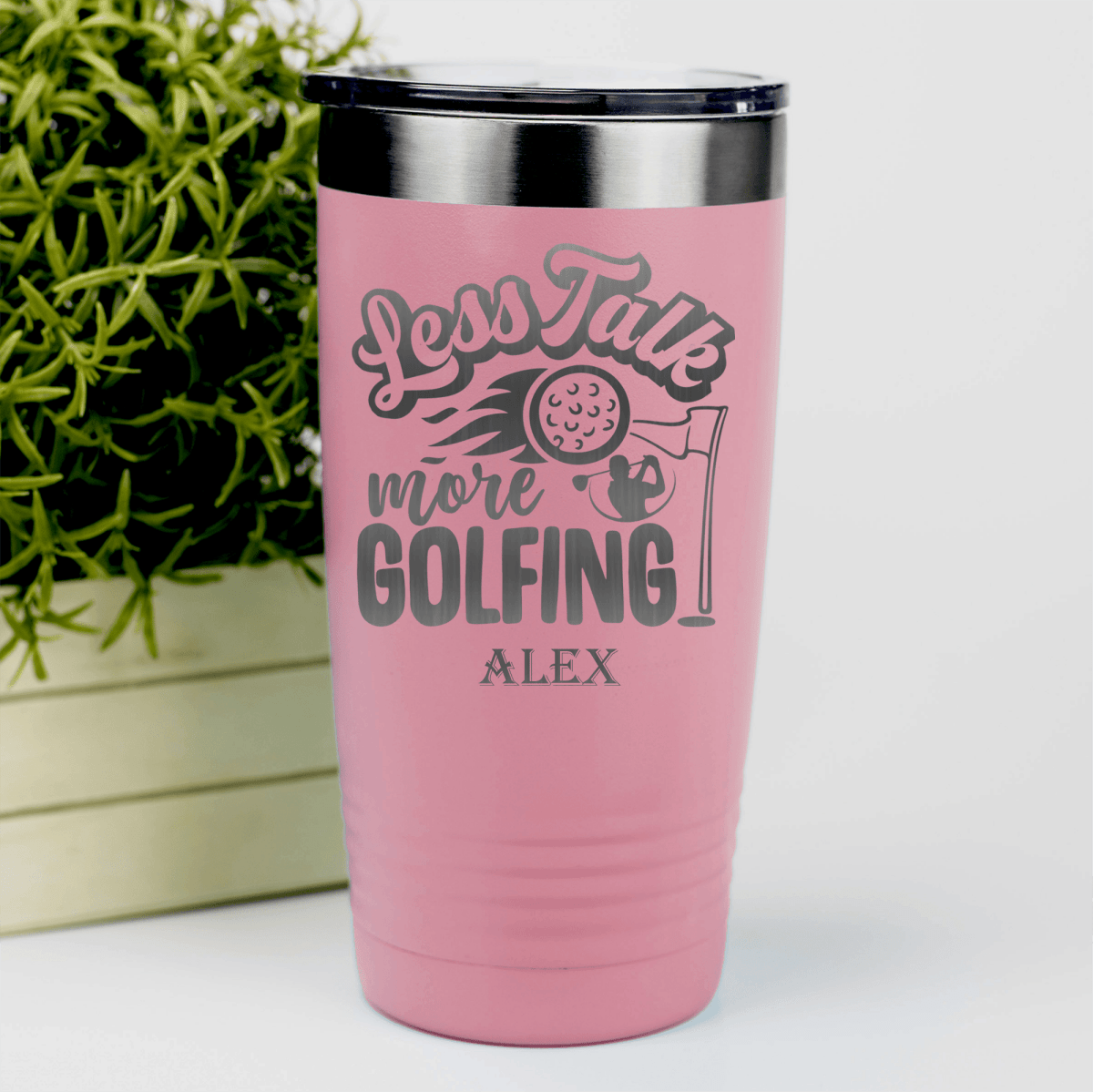 Salmon Golf Tumbler With Less Talk More Golf Design