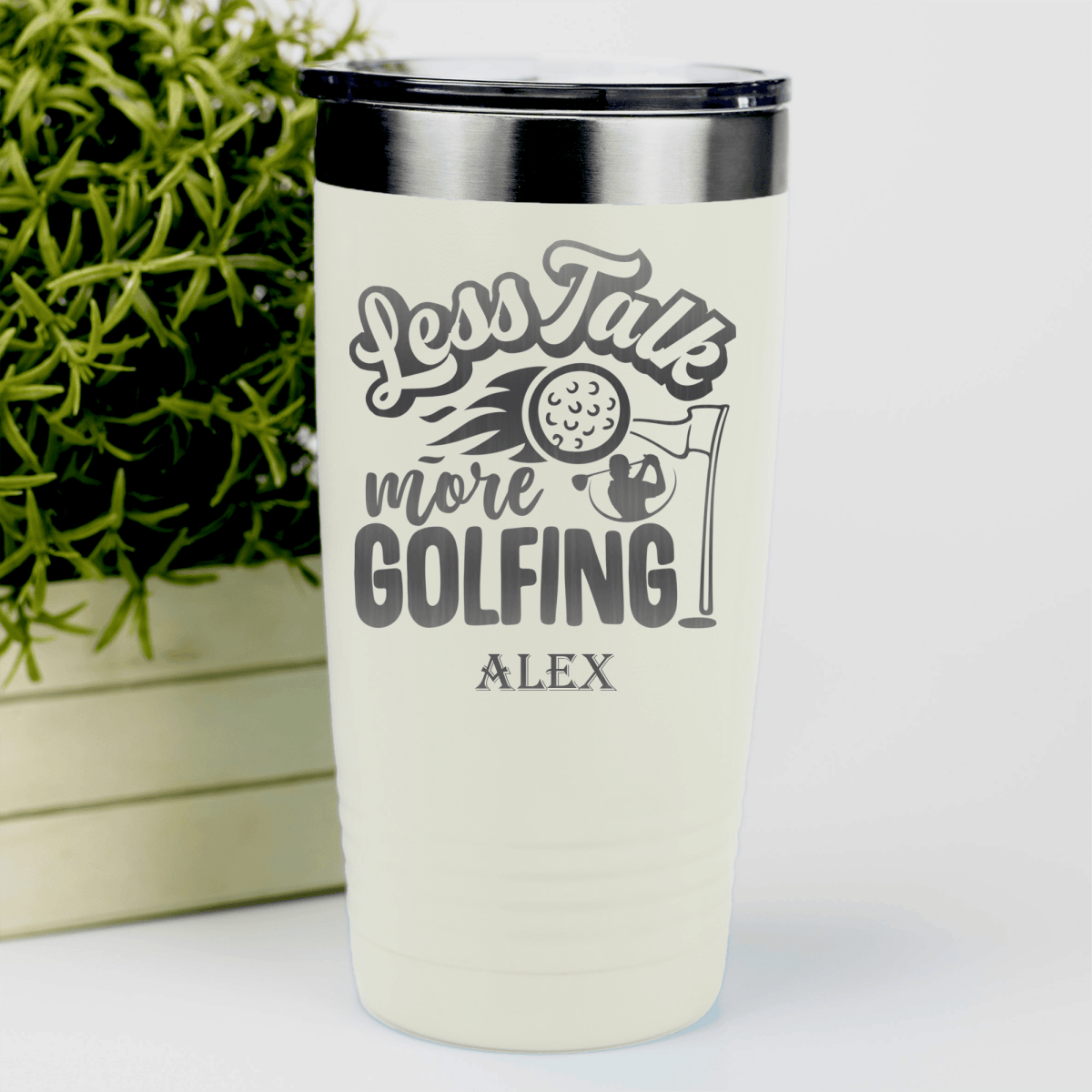 White Golf Tumbler With Less Talk More Golf Design
