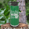 Green Basketball Water Bottle With Life As A Hoops Mom Design