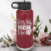 Maroon Basketball Water Bottle With Life As A Hoops Mom Design