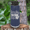 Navy Basketball Water Bottle With Life As A Hoops Mom Design