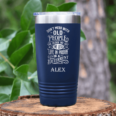 Navy Funny Old Man Tumbler With Life In Prison Design