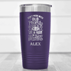 Purple Funny Old Man Tumbler With Life In Prison Design