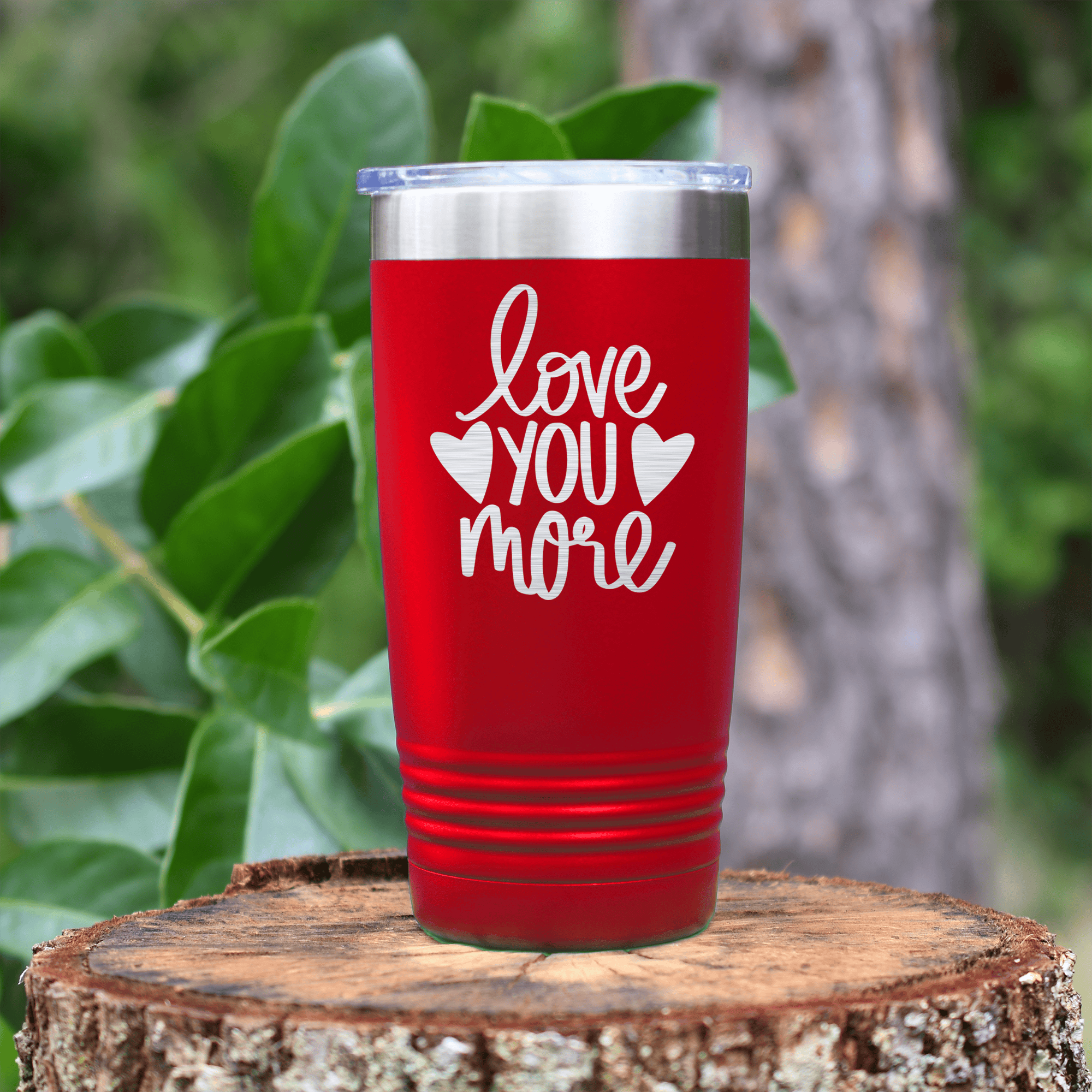 Red Valentines Day Tumbler With Love You More Design