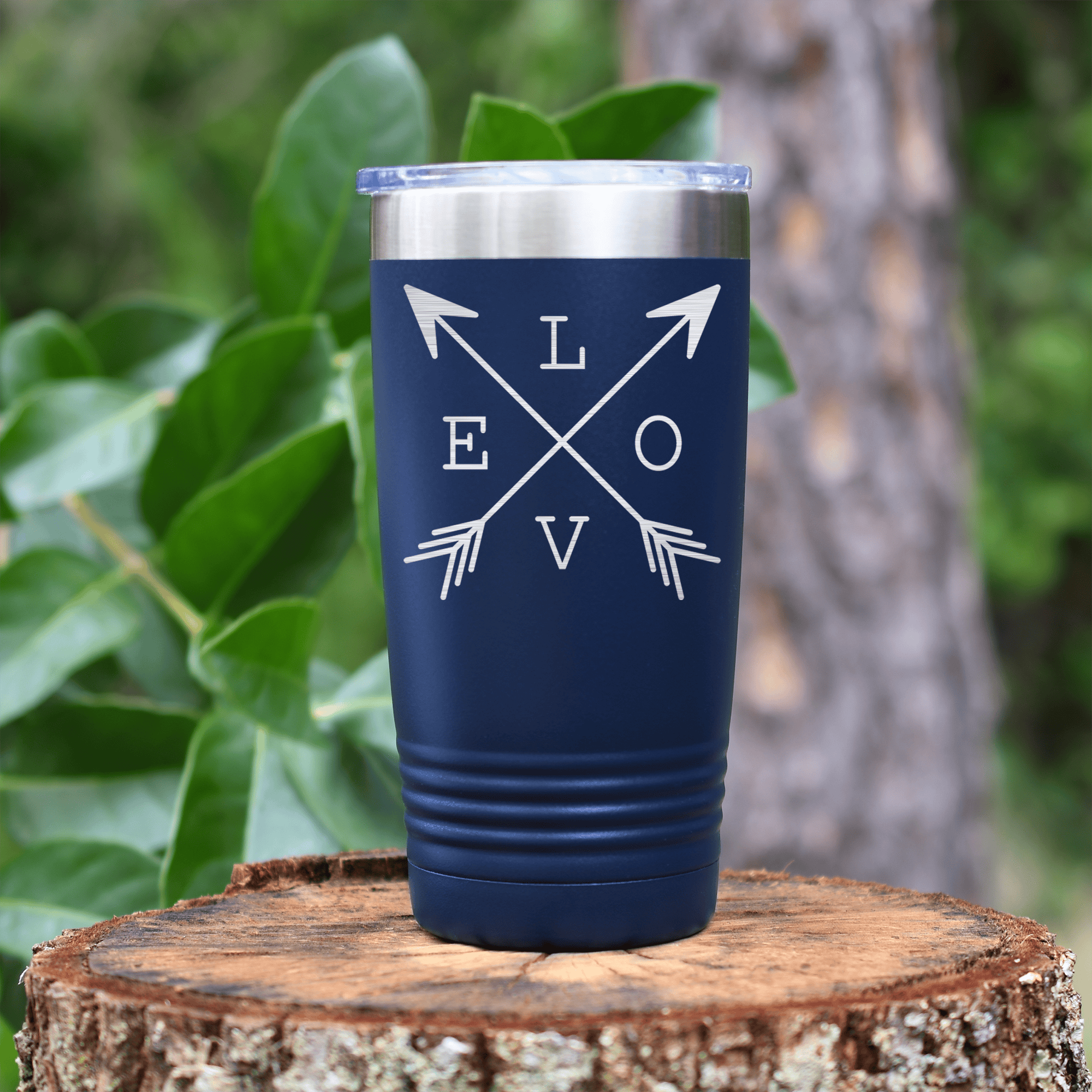 Navy Valentines Day Tumbler With Lovers Arrow Design