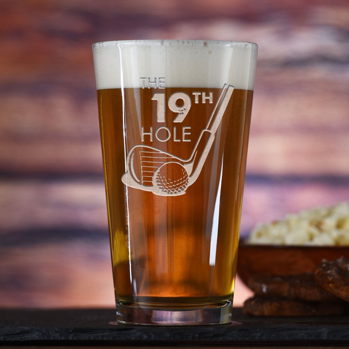Unique Personalized 19th Hole Golf Lover Pint Glass Customized pint glass Gifts for Men by Groovy Guy