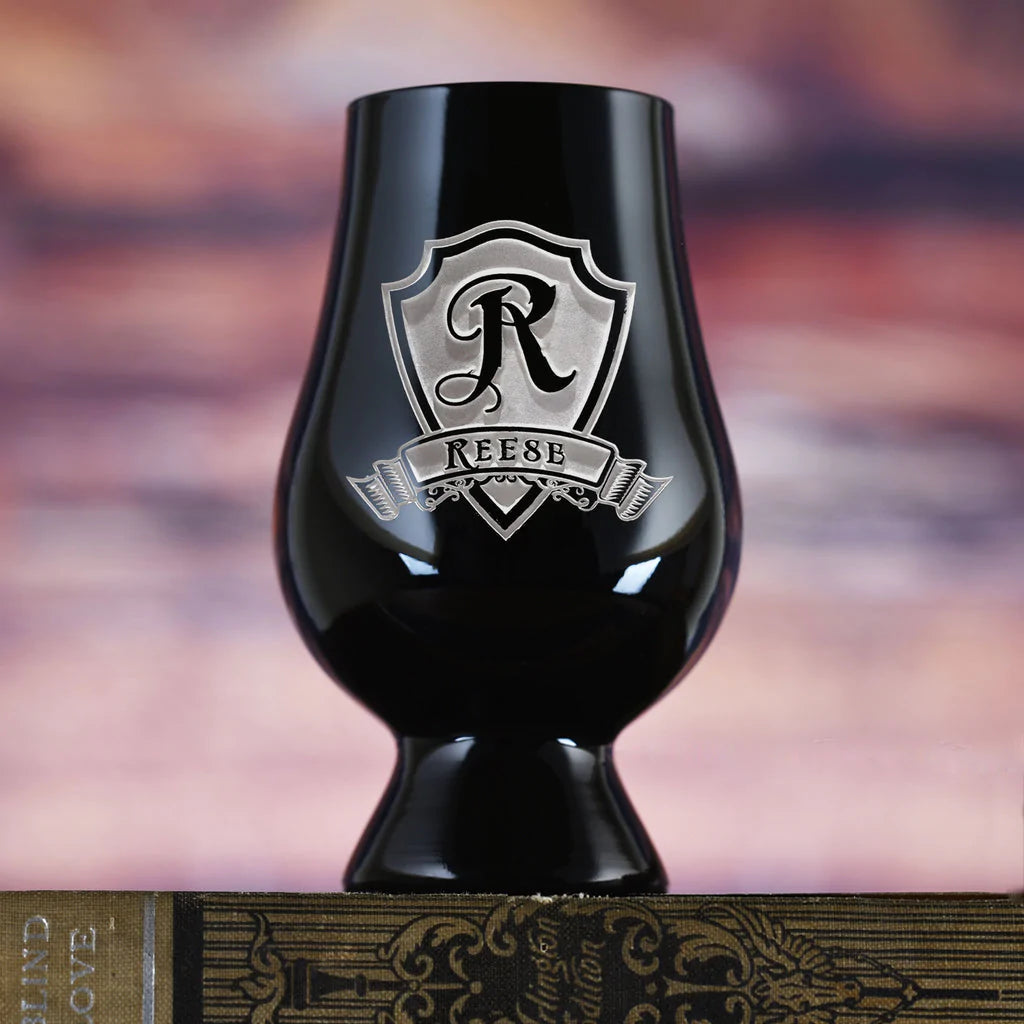 Engraved Black Glencairn Whiskey Glass