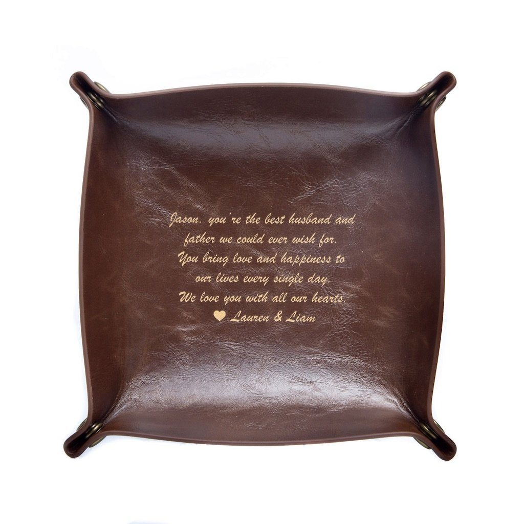 Unique Personalized Leather Valet Tray Customized Guy Gifts Gifts for Men by Groovy Guy