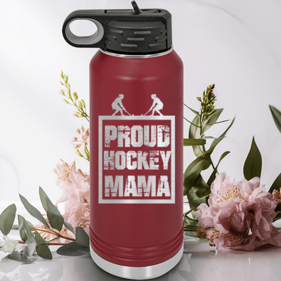 Maroon Hockey Water Bottle With Mvp Most Valuable Parent Design