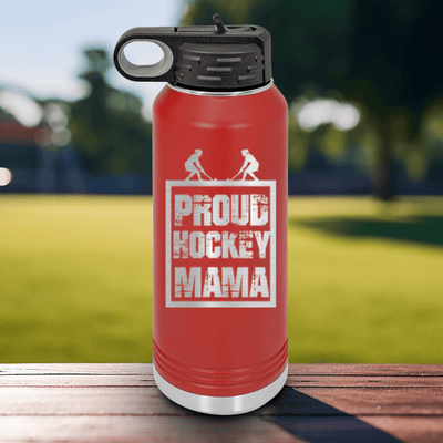 Red Hockey Water Bottle With Mvp Most Valuable Parent Design