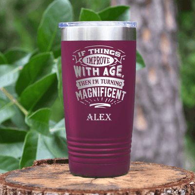 Maroon Funny Old Man Tumbler With Magnificent With Age Design