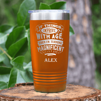 Orange Funny Old Man Tumbler With Magnificent With Age Design
