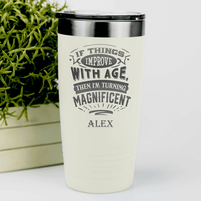 White Funny Old Man Tumbler With Magnificent With Age Design