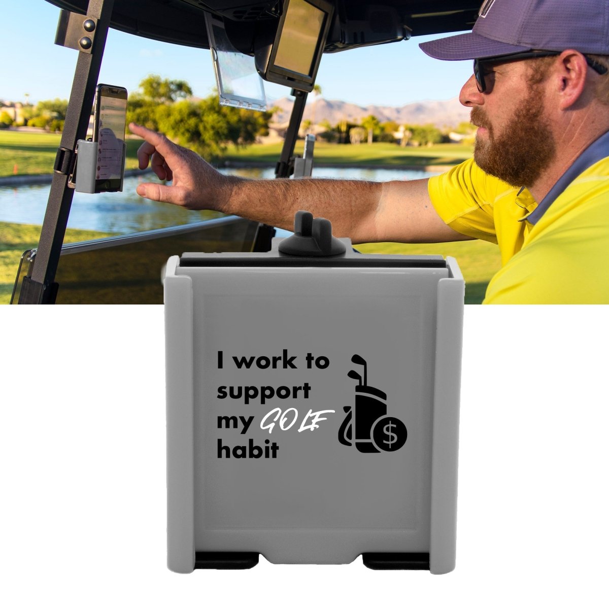 Unique Personalized Golf Cart Phone Holder Customized Gifts for Men by Groovy Guy