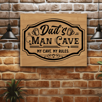 Bamboo Leather Wall Decor With Man Cave Dads Only Design