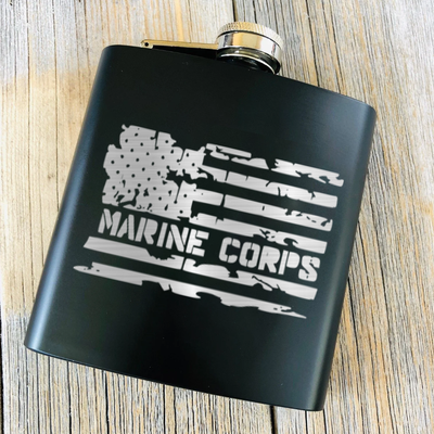 Marine Corps American Flag Flask