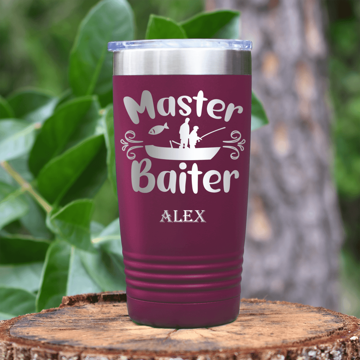Maroon Fishing Tumbler With Master Baiter Design