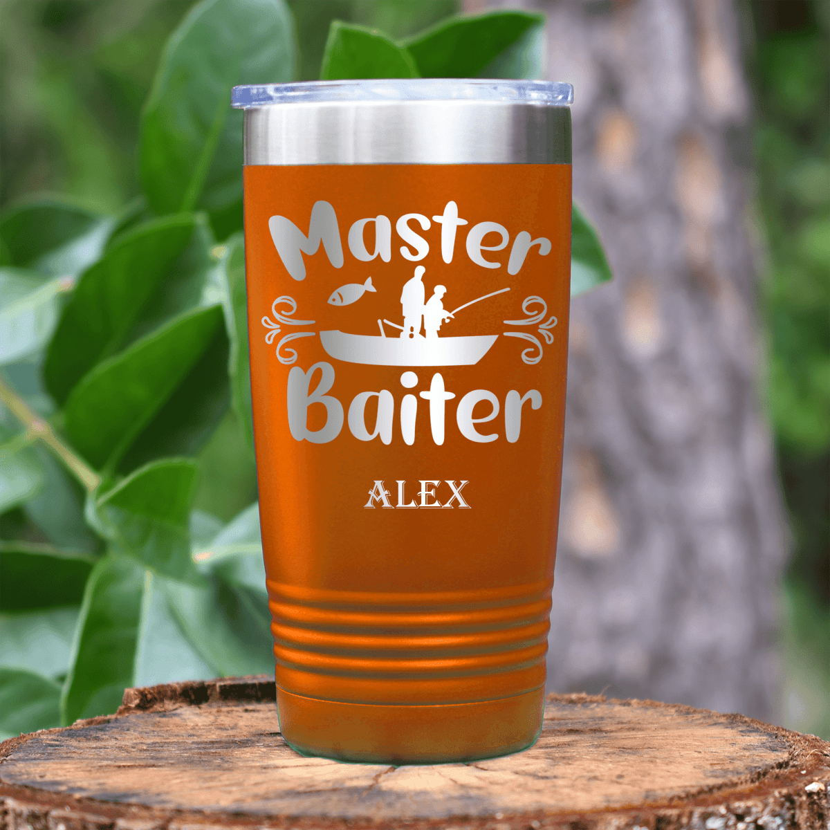 Orange Fishing Tumbler With Master Baiter Design