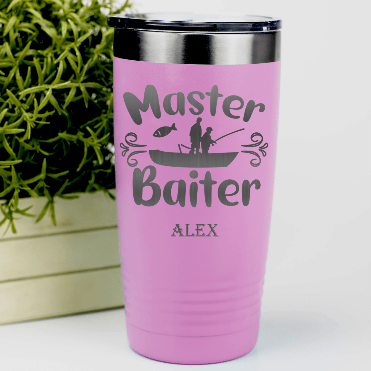 Pink Fishing Tumbler With Master Baiter Design