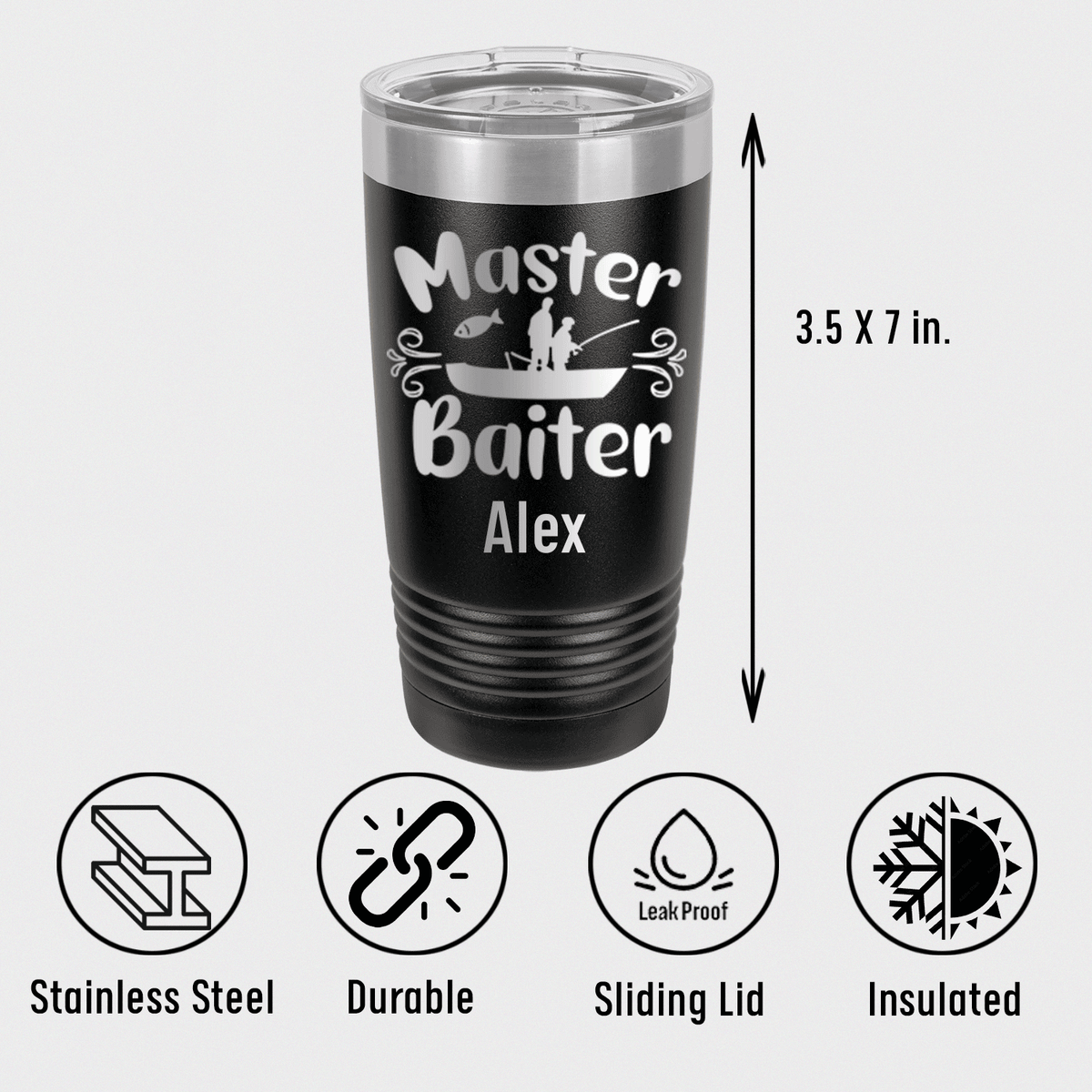 Unique Personalized Master Baiter Tumbler Customized Fishing Tumblers Gifts for Men by Groovy Guy