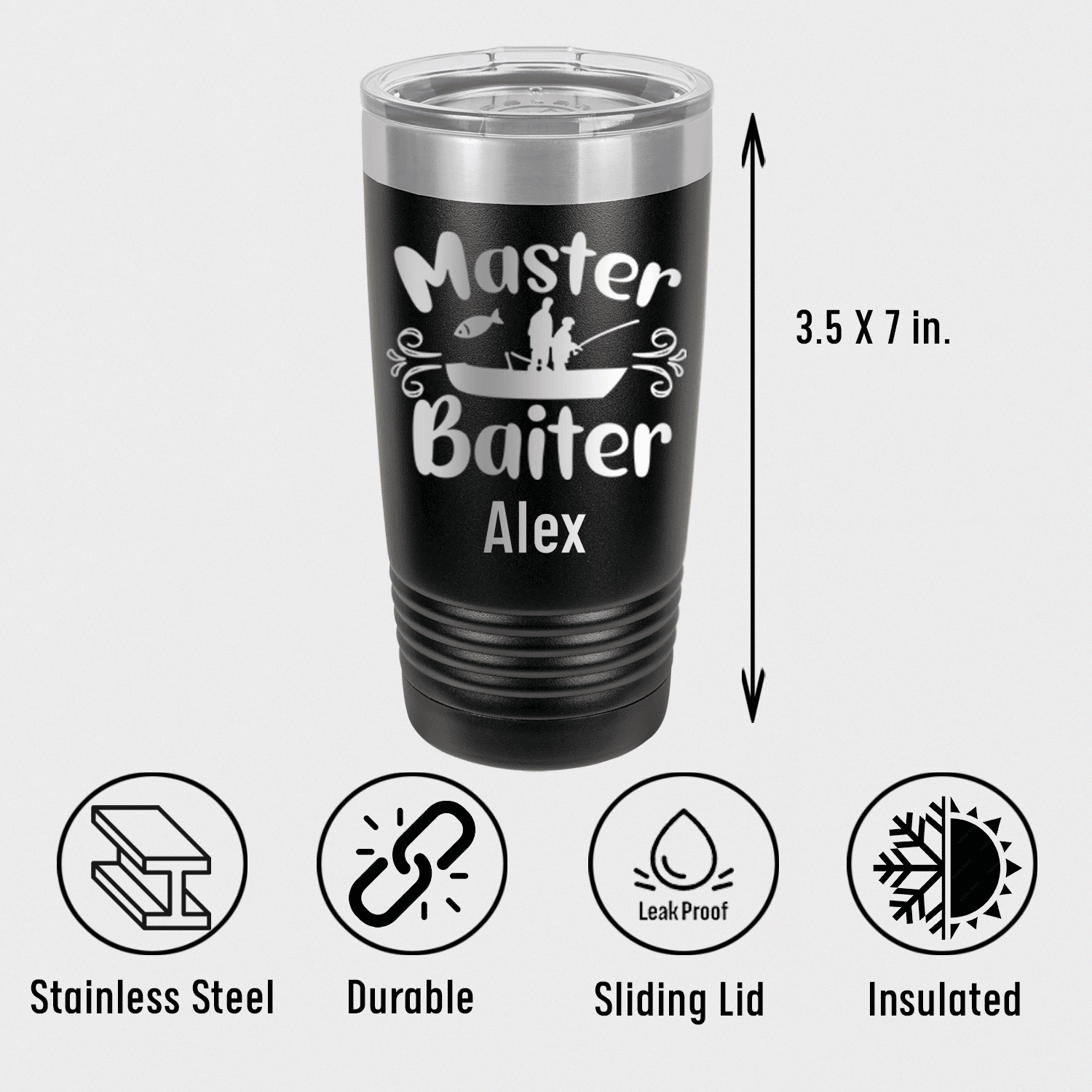 Unique Personalized Master Baiter Tumbler Customized Fishing Tumblers Gifts for Men by Groovy Guy