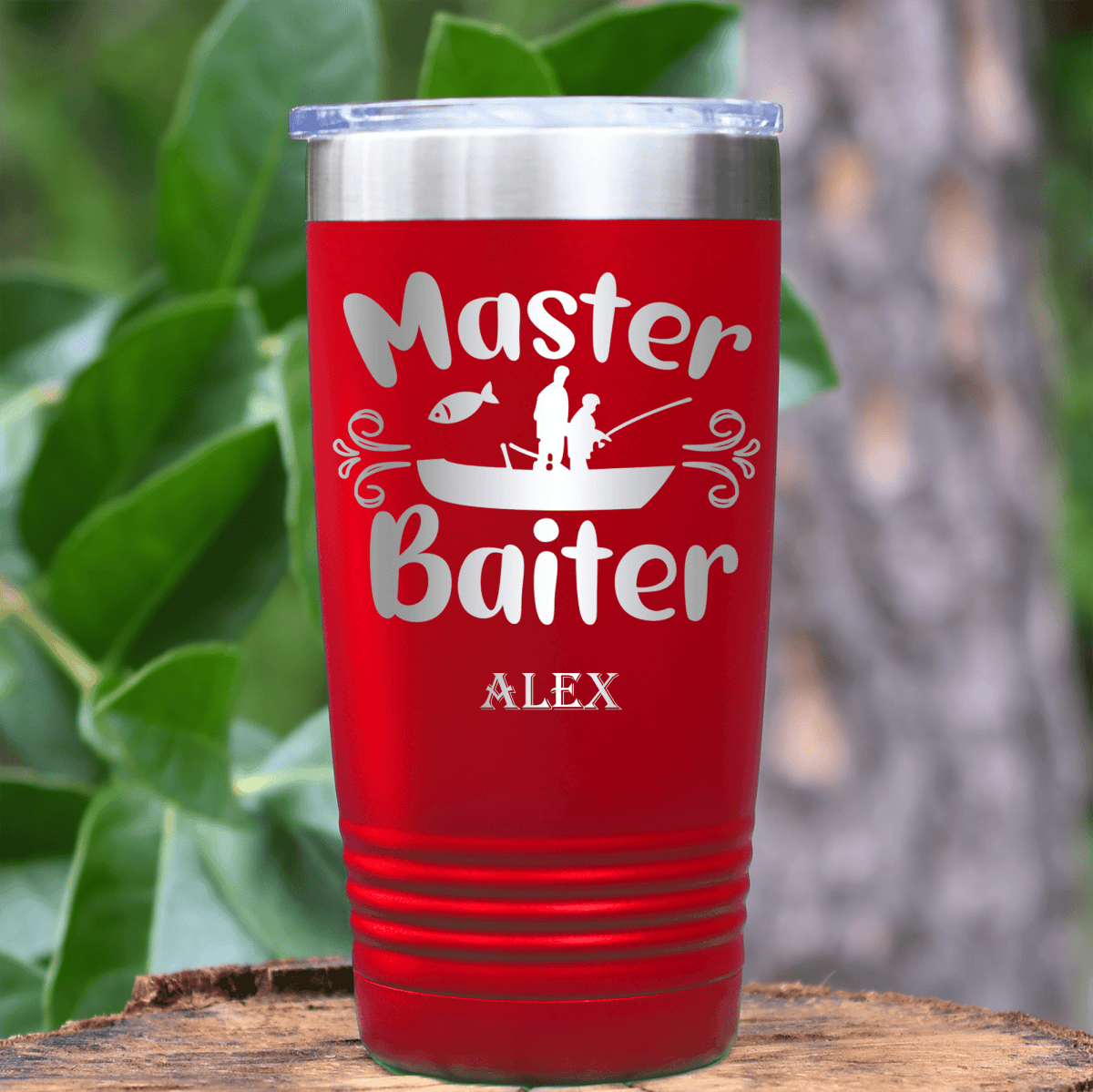 Red Fishing Tumbler With Master Baiter Design