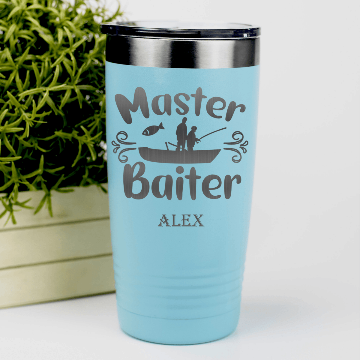 Teal Fishing Tumbler With Master Baiter Design