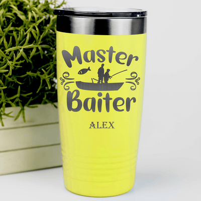 Yellow Fishing Tumbler With Master Baiter Design