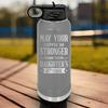 Grey Fathers Day Water Bottle With May Your Coffee Be Strong Design
