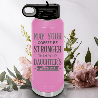 Light Purple Fathers Day Water Bottle With May Your Coffee Be Strong Design